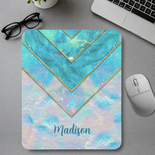 Chique holografisch meisjesachtig stijlvol blauw s muismat