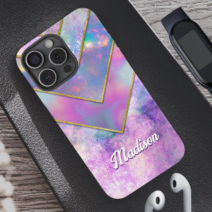 Chique holografisch meisjesachtig stijlvol roze iPhone 16 pro hoesje