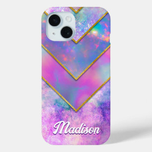 Chique holografisch meisjesachtig stijlvol roze iPhone 15 case