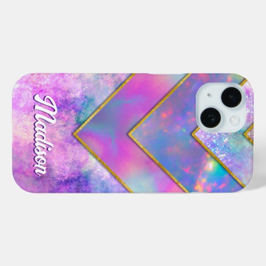 Chique holografisch meisjesachtig stijlvol roze Case-Mate iPhone case (Achterkant (horizontaal))