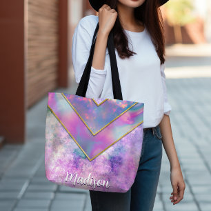 Chique holografisch meisjesachtig stijlvol roze tote bag