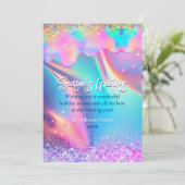 Chique holografische druppels glitter Kerstmis nie (Staand voorkant)