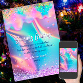 Chique holografische druppels kerst nieuwjaarsgroe kaart