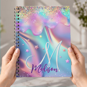Chique holografische eenhoorn druipend glitter mon notitieboek