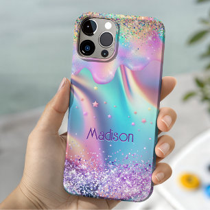 Chique holografische eenhoorn druipend glitters mo iPhone 15 case