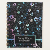 Chique Holografische Paw Print Patroon Hond Groome Planner (Voorkant)