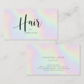 Chique holografische regenboog eenhoorn haar scrip visitekaartje (Voorkant / Achterkant)