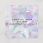 Chique holografische zilveren glitter druppelt je vierkante visitekaartje (Achterkant)