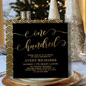 Chique Honderd Script Zwart Goud 100e Verjaardag Kaart