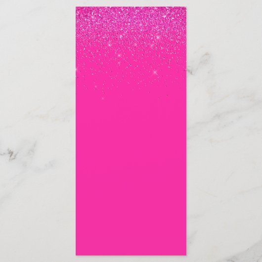 Chique Hot Pink Glitter Retro Disco Ballen Bruilof Menu (Achterkant)