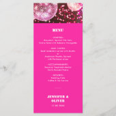 Chique Hot Pink Glitter Retro Disco Ballen Bruilof Menu (Voorkant)