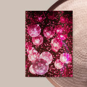 Chique Hot Pink Glitters Retro Disco Ball Bruiloft Kaart