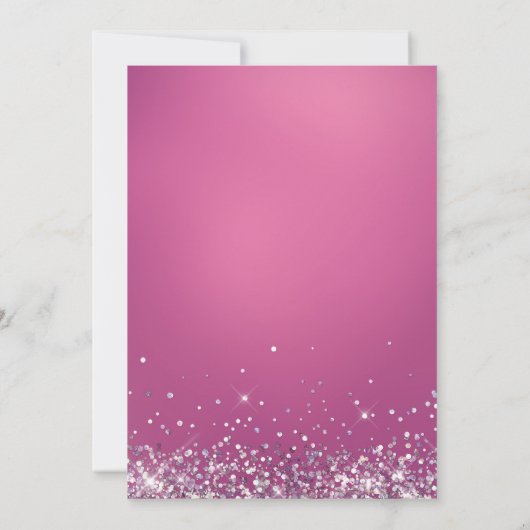 Chique Hot Pink Silver Drippings Glitter Monogram Kaart (Achterkant)