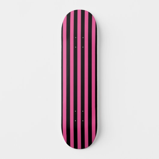 Chique Hot Roze en Zwart Verticaal Gestreept Persoonlijk Skateboard (Voorkant)