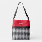 Chique Houndstooth rode naam monogram Crossbody Tas (Achterkant)
