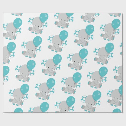 Chique Hout Blauwgroen Olifant Geslacht Neutraal b Cadeaupapier (Vlak)