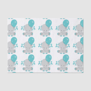 Chique Hout Blauwgroen Olifant Geslacht Neutraal B Tissuepapier