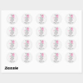 Chique hout roze olifant meisje Baby shower Ronde Sticker (Vel)