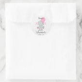 Chique hout roze olifant meisje Baby shower Ronde Sticker (Tas)