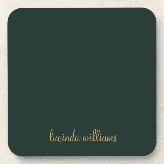 Chique houtskool & Elegant Goud Script Monogram Bier Onderzetter (Voorkant)