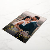 Chique Huwelijksfoto Dankjewel Script Modern Folie Uitnodiging (Gedraaid)