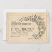 chique huwelijksuitnodiging antiek bloeit kaart (Voorkant)