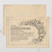 chique huwelijksuitnodiging antiek bloeit kaart (Voorkant / Achterkant)