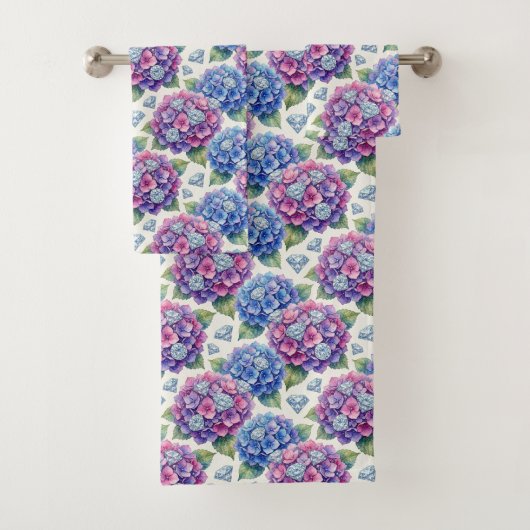 Chique Hydrangea- en Diamanten Handdoeken Set (Insitu)