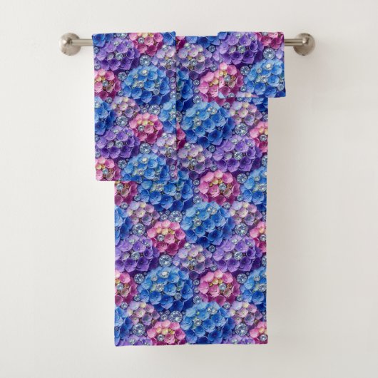 Chique Hydrangea- en Diamanten Handdoeken Set (Insitu)