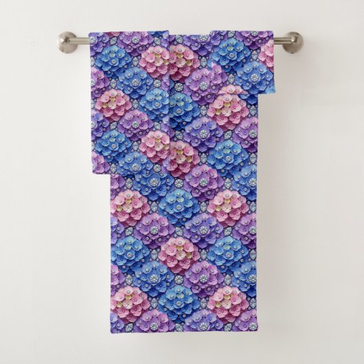 Chique Hydrangea- en Diamanten Handdoeken Set (Insitu)