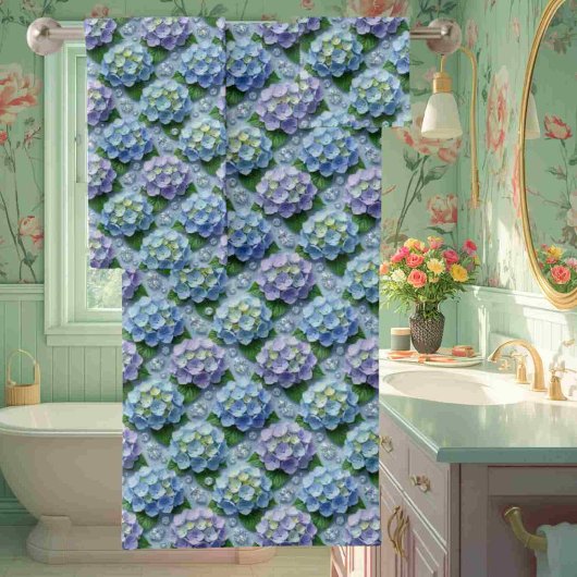 Chique Hydrangea- en Diamanten Handdoeken Set