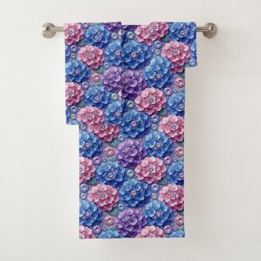Chique Hydrangea- en Diamanten Handdoeken Set (Insitu)