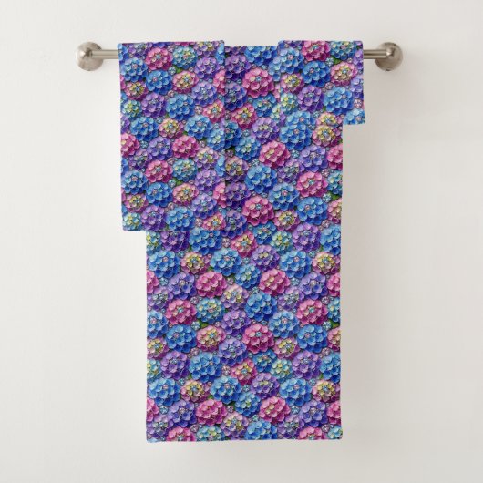 Chique Hydrangea- en Diamanten Handdoekenset Bad Handdoek (Insitu)