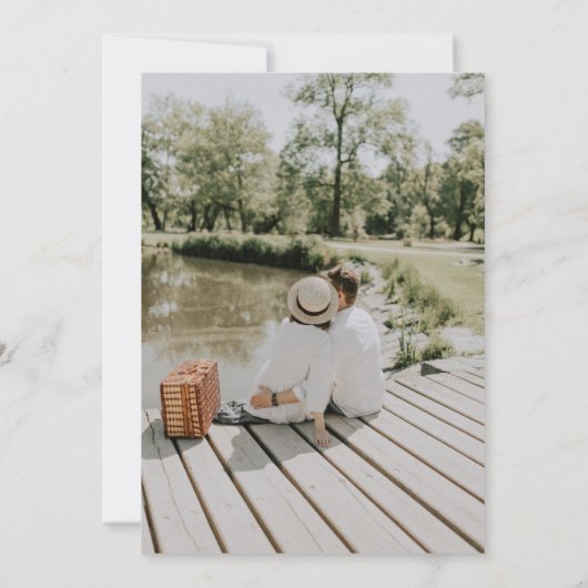 Chique Hydrangea paar foto bruiloft uitnodiging (Achterkant)