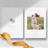 Chique Hydrangea Script Photo Save The Date Kaart