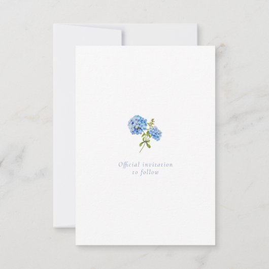 Chique Hydrangea Script Photo Save The Date Kaart (Achterkant)