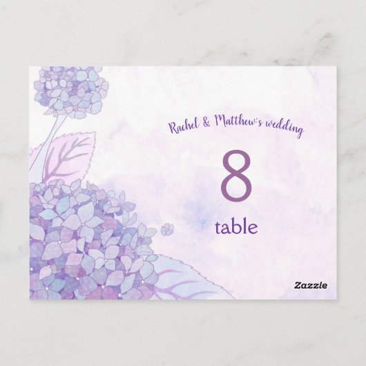 Chique Hydrangeas Trouwtafel Nummer Kaart (Achterkant)