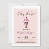 Chique Ice Cream Gestreept Baby shower Kaart (Voorkant)