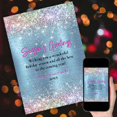 Chique ijsblauw glitter Kerst nieuwjaarskaart groe Kaart