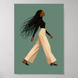 Chique Illustratie van Zwarte Vrouw Mode aan de Mu Poster