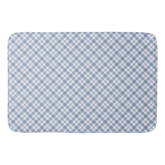 Chique Indigo Blauw en Wit Preppy Check Badmat (Voorkant)