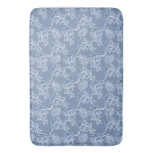 Chique Indigo Blauw Etnische Bloemen Print Badmat (Voorkant Verticaal)