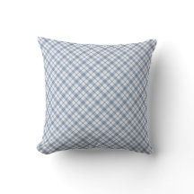 Chique Indigo Blauw Wit Preppy Check kussen