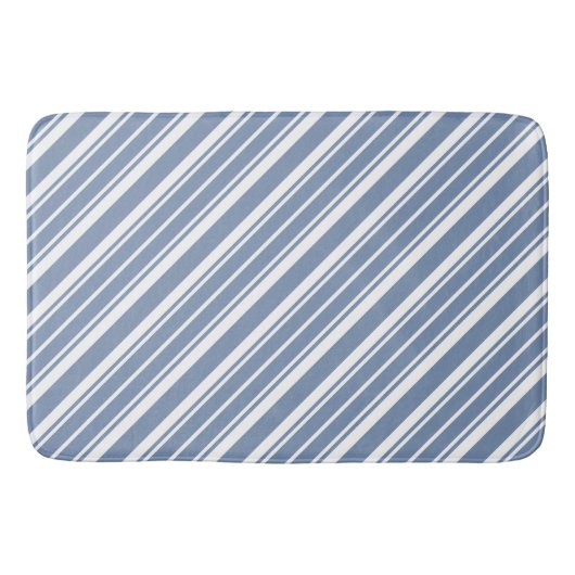Chique Indigo Blauwe, Witte Ticking Strepen Badmat (Voorkant)