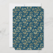 Chique Indigo Kleurstof Goud Cross Script Bloemen Kaart (Achterkant)