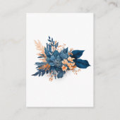 Chique Indigo Rust Bloemen Bruiloft Details Informatiekaartje (Achterkant)