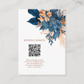 Chique Indigo Rust Bloemen Bruiloft Details Informatiekaartje (Voorkant)