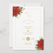 Chique Initialen Bloemen Kerstboeketten Foto Save The Date (Voorkant)