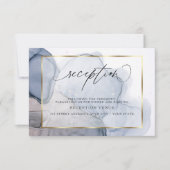 Chique Inky Stofblauw Mauve Ontvangst Uitnodiging (Voorkant)