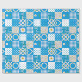 Chique inpakpapier, Daisy Chains Faux Patchwork Cadeaupapier (Vlak)